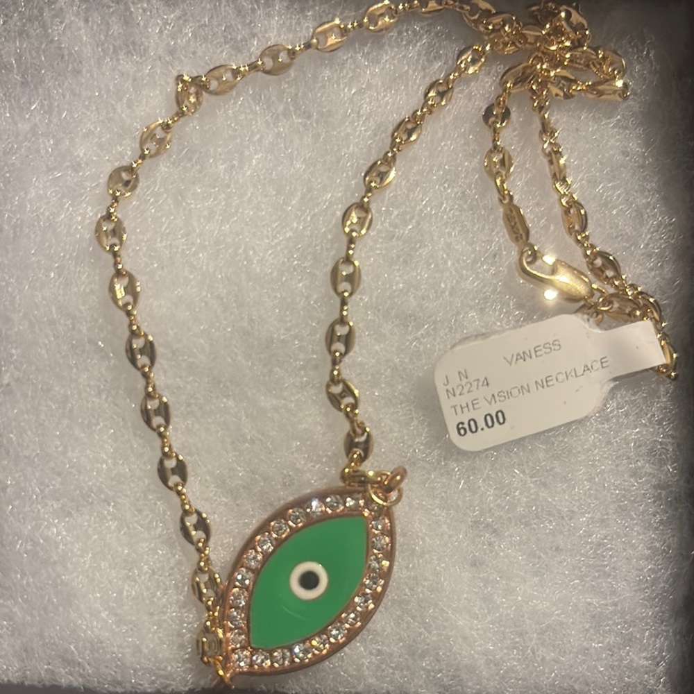 Gold and Green Evil Eye Necklace